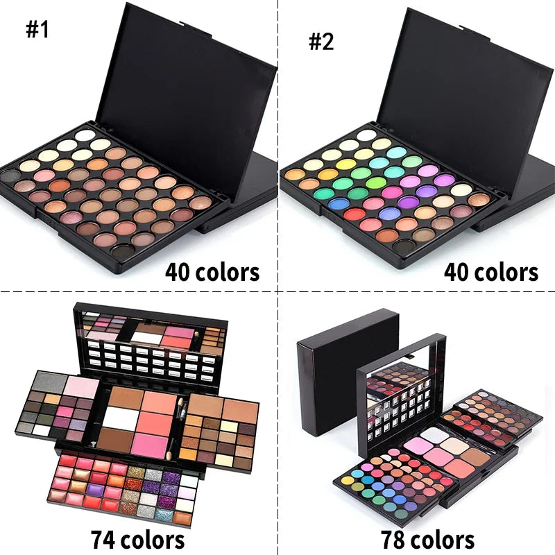Glitter Eyeshadow Palette – 40, 74 & 78 Color Shimmer & Matte Eye Sets