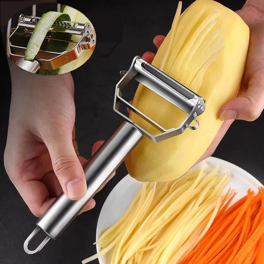 Double-Head Stainless Steel Vegetable Peeler — 2-in-1 Peel & Julienne Kitchen Tool