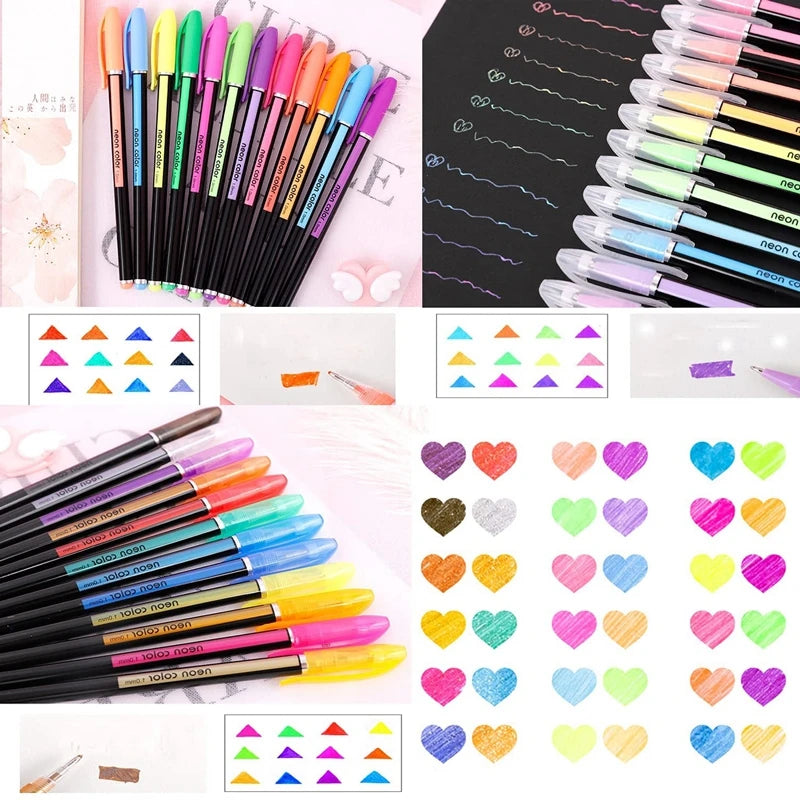 Kissbuty Glitter, Metallic, Pastel & Highlighter Gel Pens – 1.0mm Coloring Pens with Refills for Journaling, Art & Adult Colo