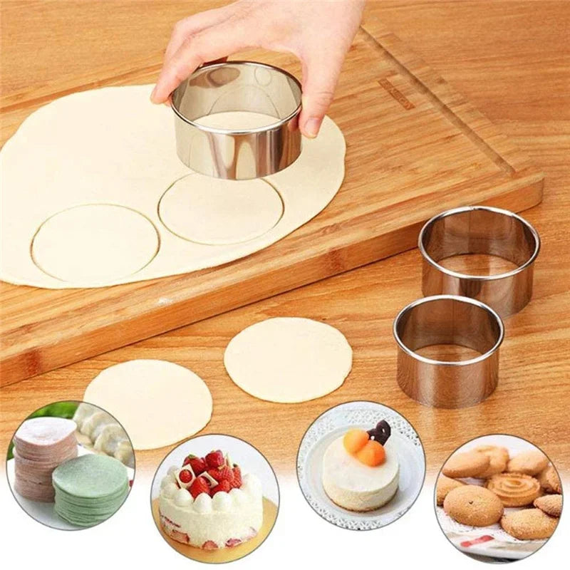 Stainless Steel Round Biscuit & Cookie Cutter Set — 3/5PCS