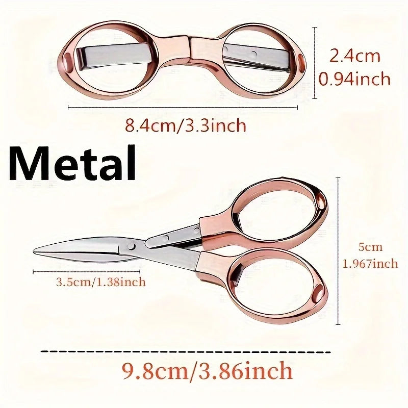 Folding Retractable Stainless Steel Scissors – Portable Travel & Everyday Craft Scissors in Rose Gold, Silver, Gold or Black