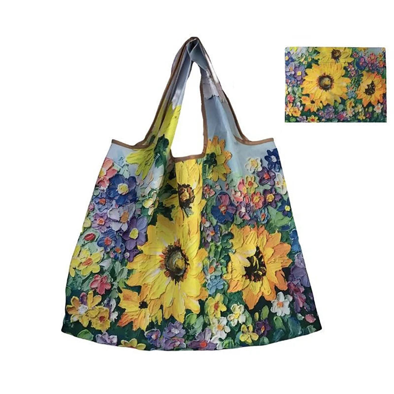 Foldable Nylon Shopping Tote Bag – Reusable Grocery & Travel Shoulder Bag