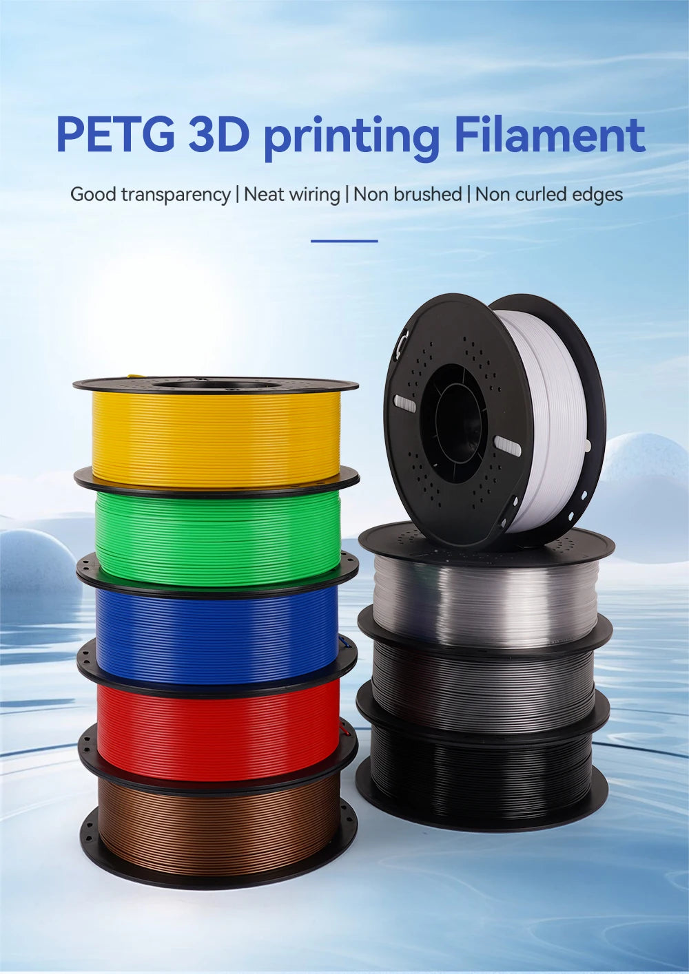 KINGROON 10KG PETG 3D Printer Filament 1.75mm – Tangle-Free, Vacuum Packed