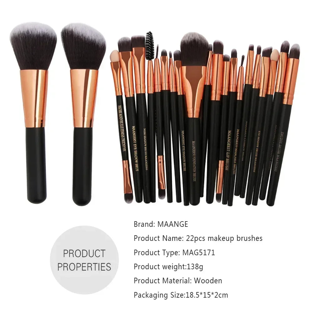 Professional Makeup Brush Set – 3, 13 & 22-Piece Eyeshadow & Face Kits