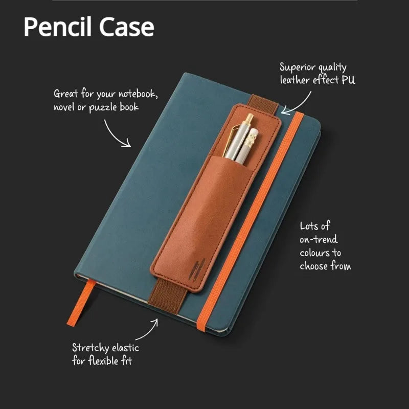 PU Leather Pen Case with Elastic Buckle – Slim Portable Pencil Pouch for School, Office & Meetings (Single or Wide Style, 6 C