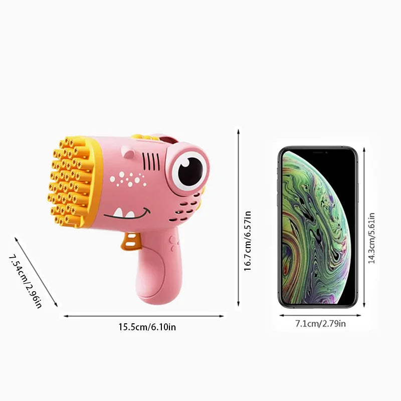 Dinosaur Bubble Machine for Kids – 40-Hole Electric Bubble Gun for Parties & Outdoors
