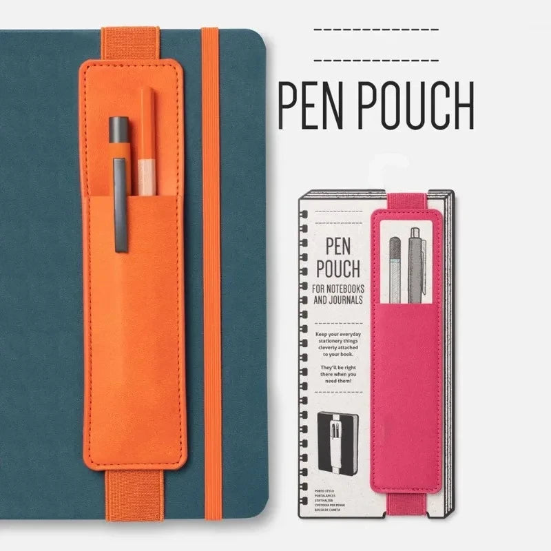 PU Leather Pen Case with Elastic Buckle – Slim Portable Pencil Pouch for School, Office & Meetings (Single or Wide Style, 6 C
