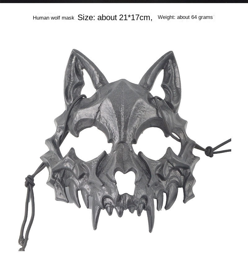 Japanese Half-Face Resin Mask – Dragon God, Tiger, Tengu, Wolf & Skull Styles for Halloween & Cosplay