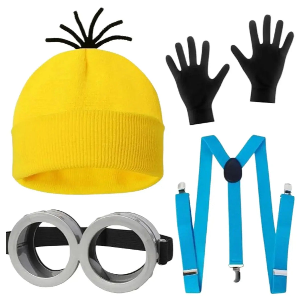 4pc Halloween Costume Accessory Set – Hat, Gloves & Glasses Strap for Cosplay, Party & Role-Play Outfits