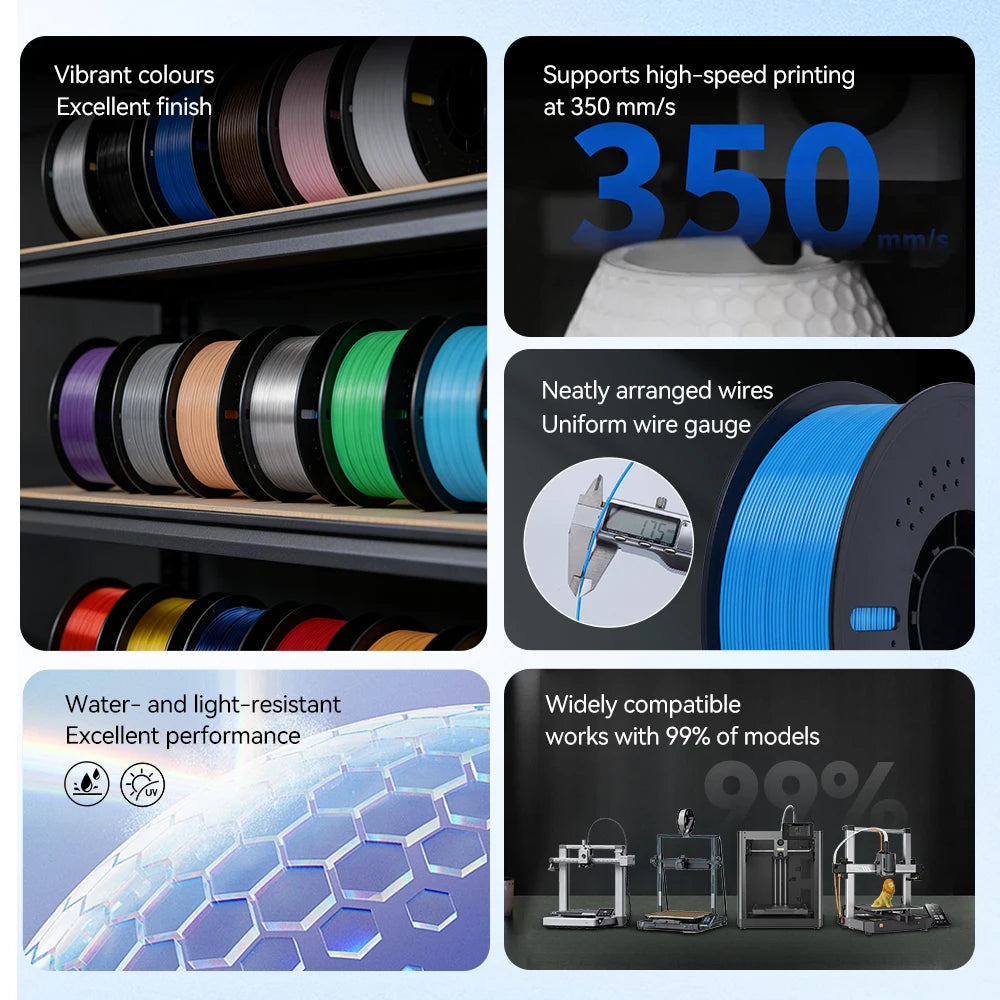 KINGROON 10KG PETG 3D Printer Filament 1.75mm – Tangle-Free, Vacuum Packed