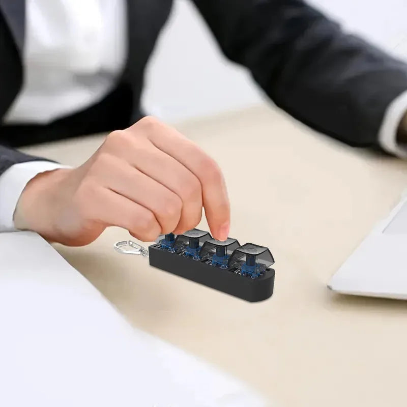 4Keys Finger Button Anti-stress Toys Mechanical Keyboard Keycaps Office Decompression Calming Keychain Gifts for Children Adu