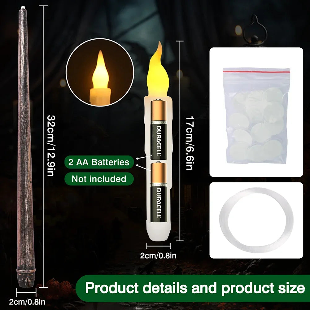 LED Floating Candles with Magic Wand Remote – Flameless Hanging Taper Candles for Halloween, Parties & Home Decor