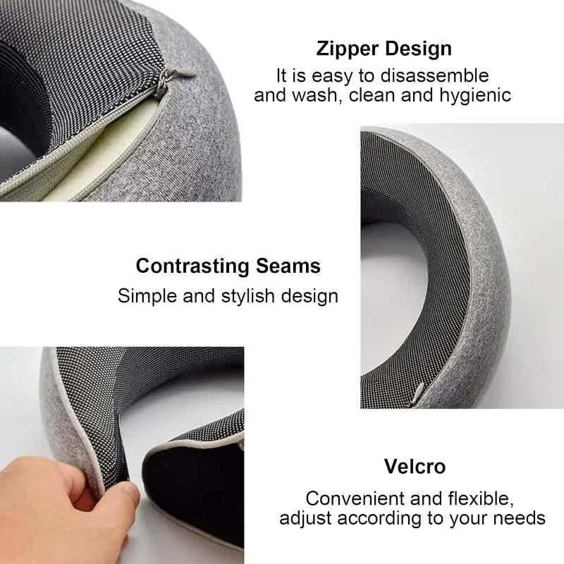 Travel Neck Pillow Memory Foam U-shaped Pillow Snail Style Travel Neck Support Portable Adjustable Soft Noon Break Sleep Pill