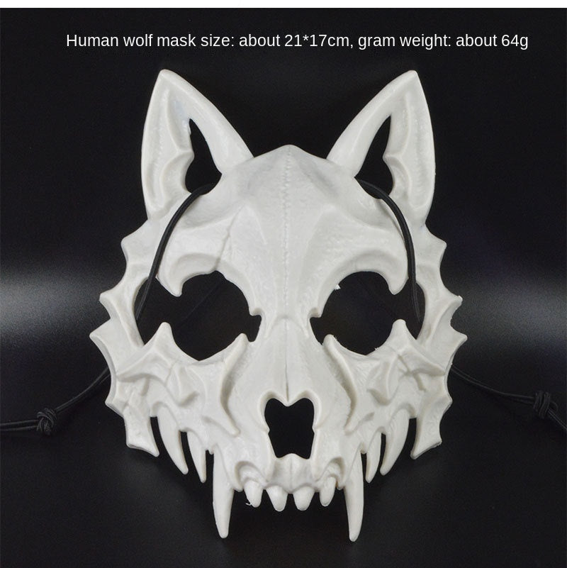 Japanese Half-Face Resin Mask – Dragon God, Tiger, Tengu, Wolf & Skull Styles for Halloween & Cosplay
