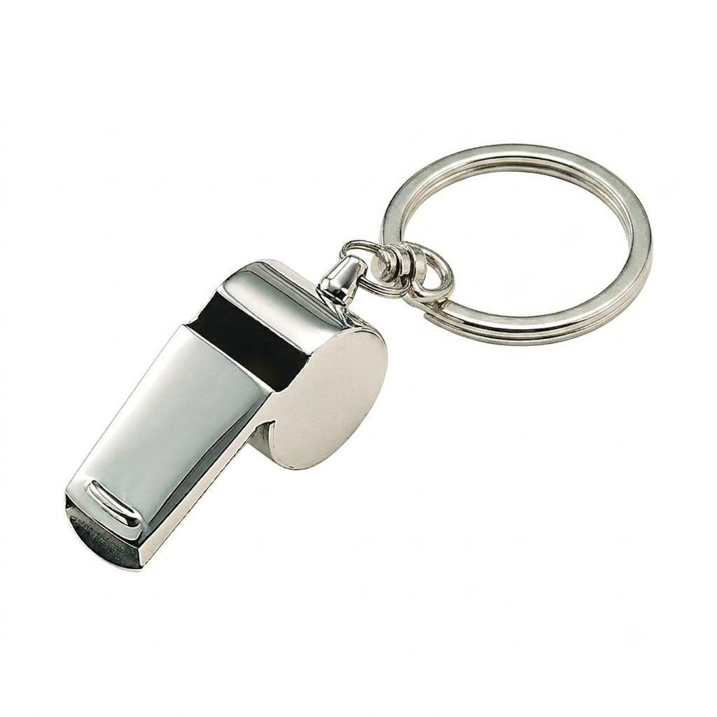 Stainless Steel Whistle Keychain - Coach Style Safety Whistle with Gift Box