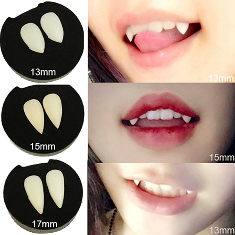 Halloween Vampire & Werewolf Fang Dentures – Fake Teeth Cosplay Prop for Adults & Kids (4 Sizes)