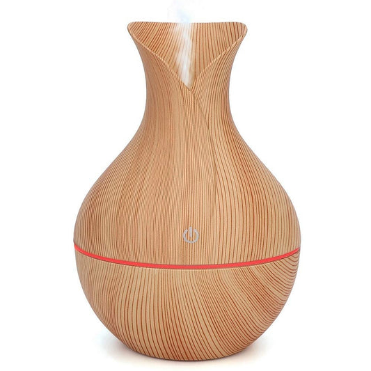 Wood-Grain Ultrasonic Aroma Diffuser — 500ml with Remote & 7-Color Light