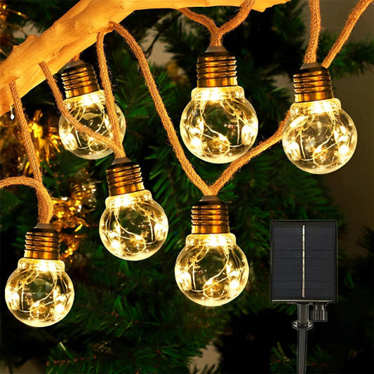 Solar LED Christmas String Lights — Outdoor, No Outlet Needed
