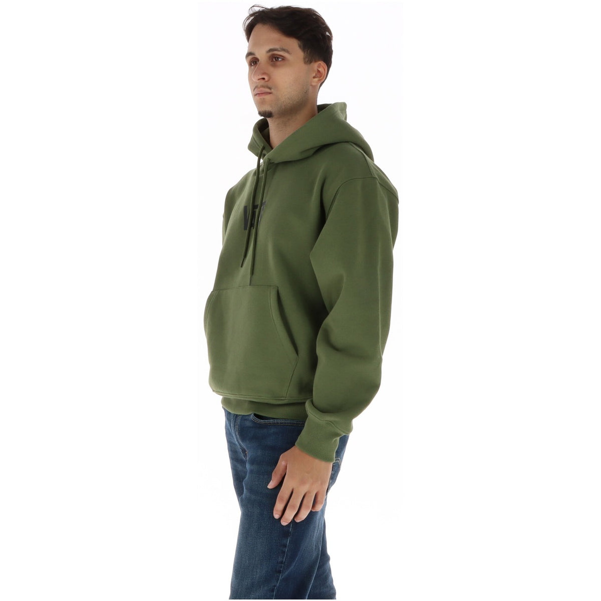 Vans Men's Green Print Hoodie Sweatshirt – Front Pockets, 96% Cotton