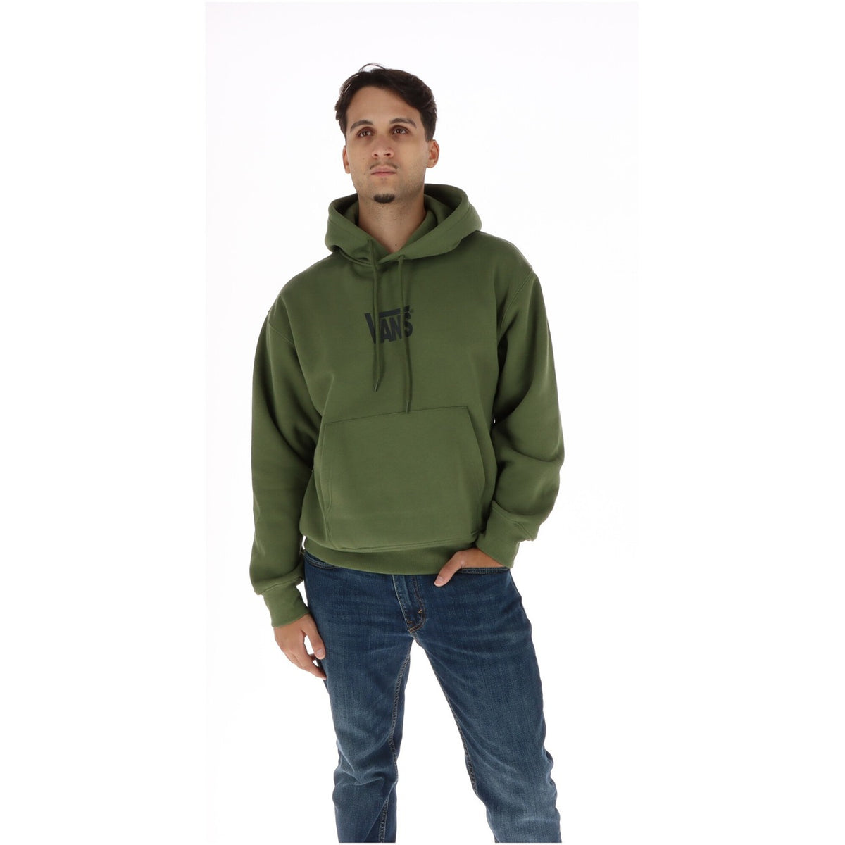 Vans Men's Green Print Hoodie Sweatshirt – Front Pockets, 96% Cotton